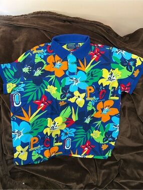 Ralph Lauren Men’s Bright Blue Tropical Floral Polo